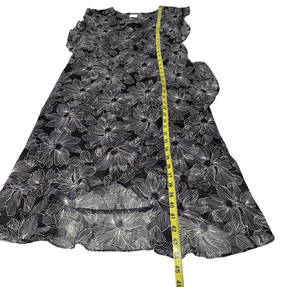 A New Day Black Riffled Faux Wrap Chiffon Floral Dress Sz  XXL NWT - Picture 8 of 12